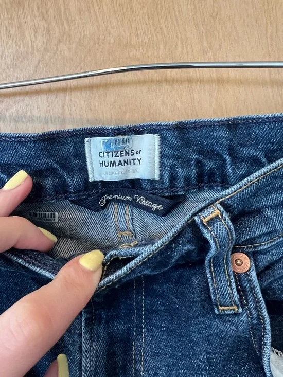 Citizens Of Humanity Dark Blue Wide-Leg High-Rise Jeans - Picture 2 of 4